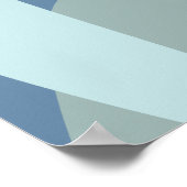 フラワー抽象芸術レトロブルー ポスター (角)