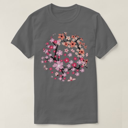 フラワー日本のジャパン桜さくらんぼ花 Tシャツ (デザイン正面)