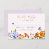 フラワー春ガーデンバタフライ 出欠カード (正面/裏面)