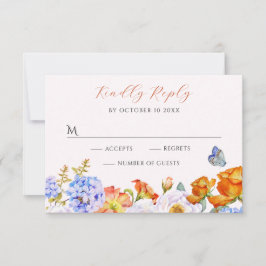 フラワー春ガーデンバタフライ 出欠カード