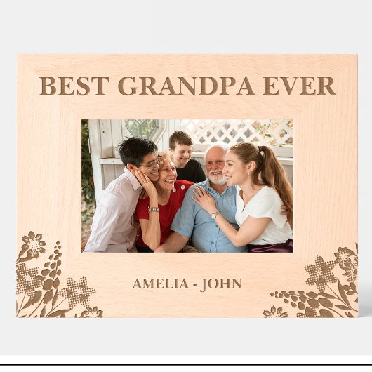 フラワー最高のグランカスタムパの木枠 レーザー彫刻フレーム