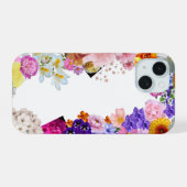 フラワー柄のスマホケース iPhone 15ケース (裏面横)