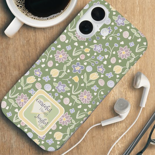 フラワー柄 感謝の心 喜びに満ちた暮らし iPhoneケース Case-Mate iPhoneケース