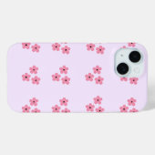 フラワー柄 iPhone 15 カバー (裏面 (横))