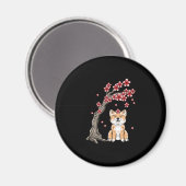 フラワー柴犬 |かわいい動物製品 マグネット (正面/裏面)