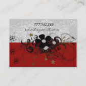 フラワー渦巻形の名刺 – Burgundy 名刺 (裏面)