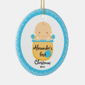 フラワー男の赤ちゃんベビー初めてのクリスマスオーナメント セラミックオーナメント (右)