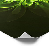 フラワー白熱［赤熱］光を放つフラクタルスパークリンググリーン ポスター (角)