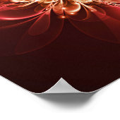 フラワー白熱［赤熱］光を放つフラクタルスパークルレッド ポスター (角)