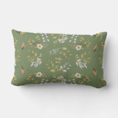 フラワー秋シームレスクリーム、セージ、カーキグリーン ランバークッション (裏面)