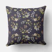 フラワー秋シームレスクリーム、セージ、ネイビーブルー クッション (裏面)