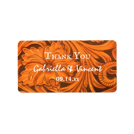 フラワー素朴ウェスタン結婚の感謝メッセージカード ラベル (正面)