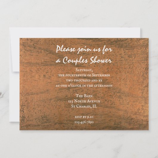 フラワー素朴カップルズウェスタンウェディングシャワー 招待状 (裏面)