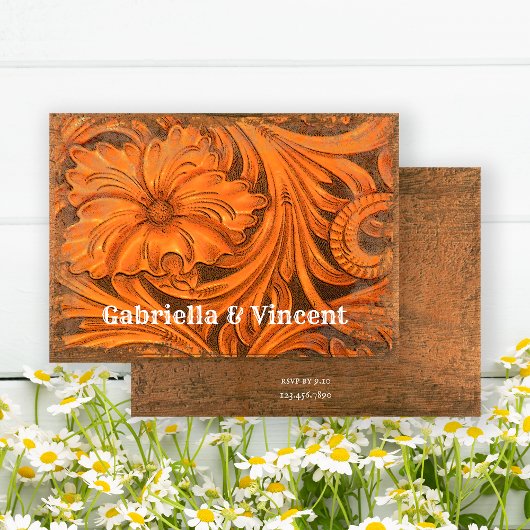 フラワー素朴カップルズウェスタンウェディングシャワー 招待状