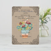 フラワー素朴バーラップ結婚式招待状 招待状 (スタンド正面)