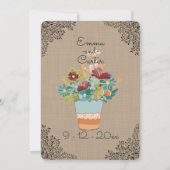 フラワー素朴バーラップ結婚式招待状 招待状 (裏面)