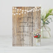 フラワー素朴ブーケメイソンの瓶の文字列ライト 招待状 (スタンド正面)