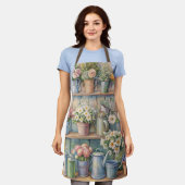 フラワー素朴マーケット – ヴィンテージコテージコア エプロン (着用した状態)