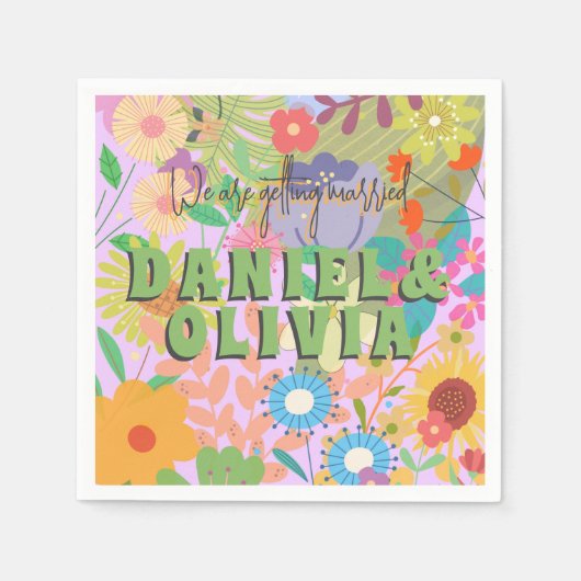 フラワー結婚ズ スタンダードカクテルナプキン (正面)