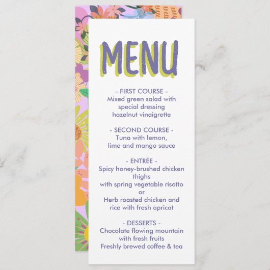 フラワー結婚ズ メニュー (正面/裏面)