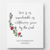 フラワー結婚リースのサイン愛引用文ポスター フォトプラーク (正面)