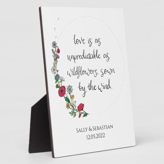 フラワー結婚リースのサイン愛引用文ポスター フォトプラーク (側面)