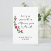 フラワー結婚リースのサイン、ラブ引用文 サンキューカード (スタンド正面)