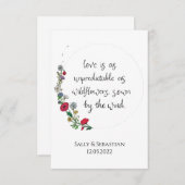 フラワー結婚リースのサイン、ラブ引用文 サンキューカード (正面/裏面)