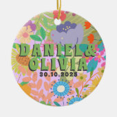 フラワー結婚式招待状 セラミックオーナメント (正面)