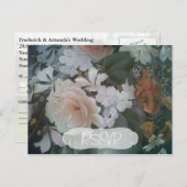 フラワー絵画ズ結婚式招待状RSVP写真あり インビテーションポストカード (正面/裏面)