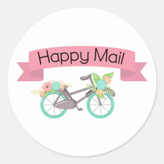 フラワー自転車のハッピーメールステッカー!! ラウンドシール (正面)