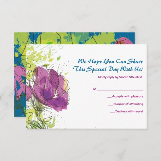 フラワー色彩の鮮やかズバーバー(ユダヤ教の)バル・ミツバースター招待状 招待状 (正面/裏面)