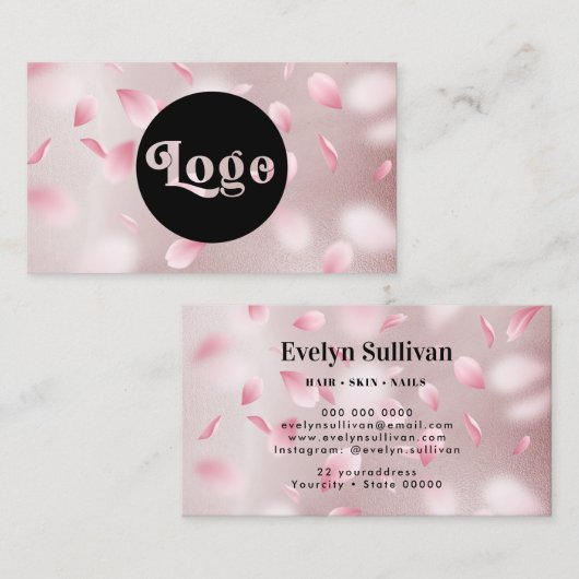 フラワー花びらフェイクフォイルのロゴ名刺 名刺 (正面/裏面)
