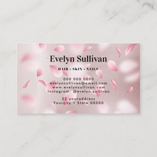 フラワー花びらフェイクフォイルのロゴ名刺 名刺 (裏面)