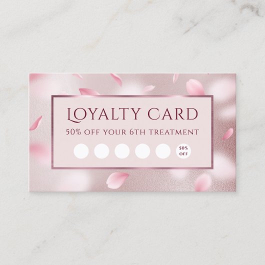 フラワー花びらフェイクフォイルロイヤリティカード 名刺 (正面)