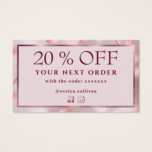 フラワー花びらフェイクフォイル割引カード (裏面)