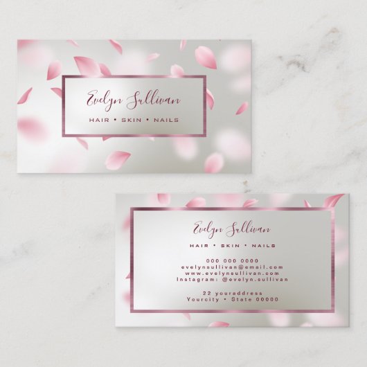 フラワー花びらフェイクフォイル名刺 名刺 (正面/裏面)