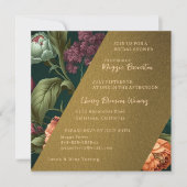 フラワー花びら金ゴールドブライダルシャワー招待 招待状 (正面)