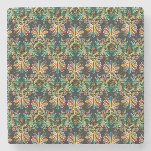 フラワー華美ラグジュアリー壁紙 ストーンコースター (正面)