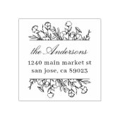 フラワー葉ズフレームファミリ名差出人住所 ラバースタンプ (インプリント)