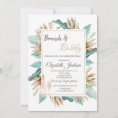 フラワー葉ズブランチ&バブリーブライダルシャワー 招待状 (正面)