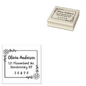 フラワー葉フレーム手製名前をカスタムする ラバースタンプ (押印)