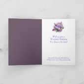 フラワー薄紫ブーケいとこの誕生日カード カード (内部)