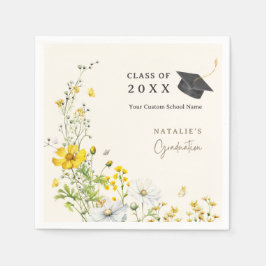 フラワー蝶の卒業式パーティーペーパーナプキン スタンダードカクテルナプキン