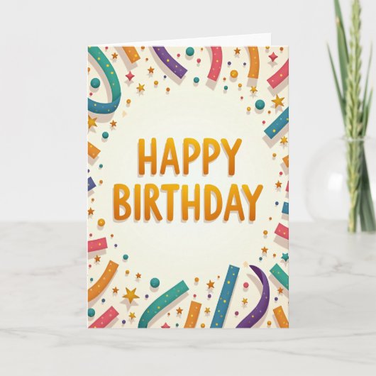 フラワー誕生日リボンカード カード (正面)