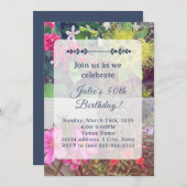 フラワー誕生日招待状 招待状 (正面/裏面)