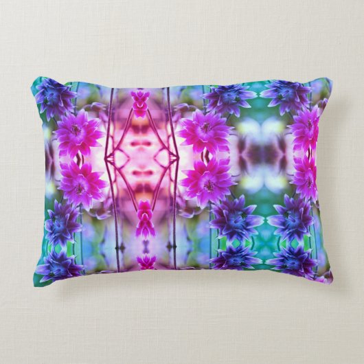 フラワー赤と白ペア抽象芸術アート アクセントクッション (正面)