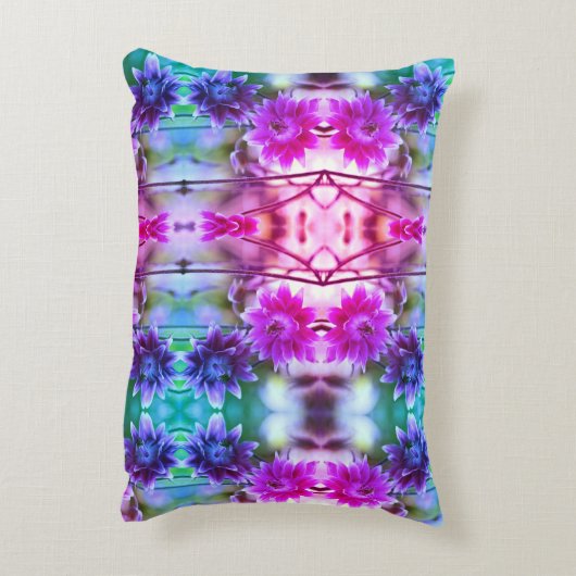 フラワー赤と白ペア抽象芸術アート アクセントクッション (裏面(縦))