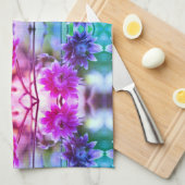 フラワー赤と白ペア抽象芸術アート キッチンタオル (四つ折り)