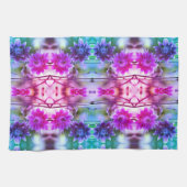 フラワー赤と白ペア抽象芸術アート キッチンタオル (横)